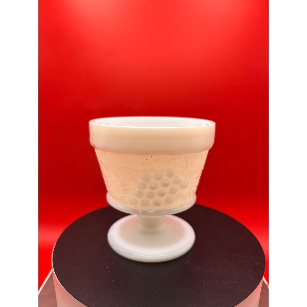 Westmoreland Milk Glass Paneled Grape Goblet Sherbet Pedestal Cup White Vintage